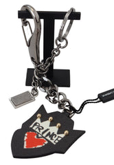 Dolce & Gabbana Elegant Silver and Black Designer Keychain - Retail Flare