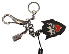 Dolce & Gabbana Elegant Silver and Black Designer Keychain - Retail Flare
