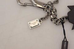 Dolce & Gabbana Elegant Silver and Black Designer Keychain - Retail Flare