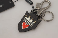 Dolce & Gabbana Elegant Silver and Black Designer Keychain - Retail Flare