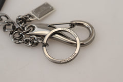 Dolce & Gabbana Elegant Silver and Black Designer Keychain - Retail Flare