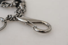 Dolce & Gabbana Elegant Silver and Black Designer Keychain - Retail Flare
