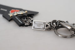 Dolce & Gabbana Elegant Silver and Black Designer Keychain - Retail Flare