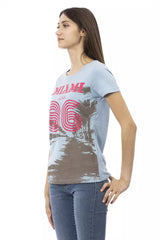 Trussardi Action Light Blue Cotton Women T-Shirt - Retail Flare