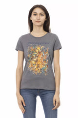 Trussardi Action Gray Cotton Women T-Shirt - Retail Flare