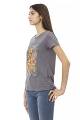 Trussardi Action Gray Cotton Women T-Shirt - Retail Flare