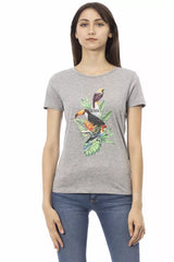 Trussardi Action Gray Cotton Women T-Shirt - Retail Flare