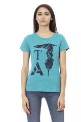Trussardi Action Light Blue Cotton Women T-Shirt - Retail Flare