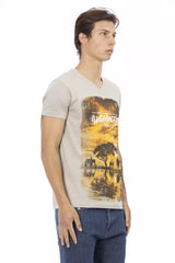 Trussardi Action Beige Cotton Men T-Shirt - Retail Flare