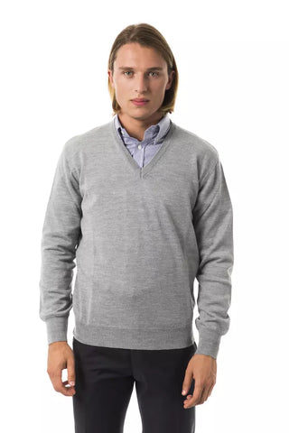 Uominitaliani Gray Wool Men Sweater - Retail Flare