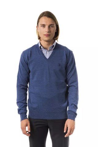 Uominitaliani Blue Merino Wool Men Sweater - Retail Flare