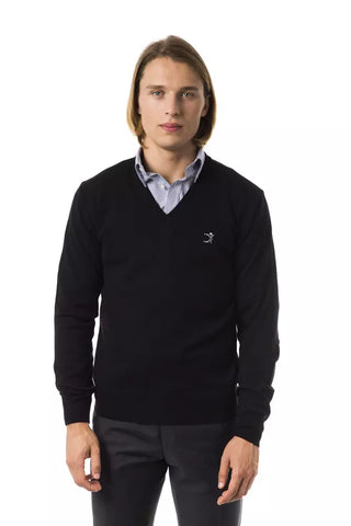 Uominitaliani Black Merino Wool Men Sweater - Retail Flare
