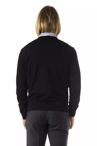 Uominitaliani Black Merino Wool Men Sweater - Retail Flare