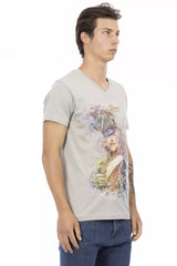 Trussardi Action Gray Cotton Men T-Shirt - Retail Flare