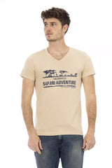 Trussardi Action Beige Cotton Men T-Shirt - Retail Flare