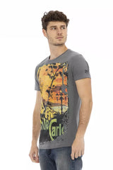 Trussardi Action Gray Cotton Men T-Shirt - Retail Flare