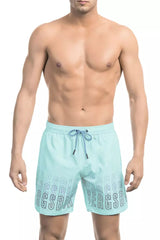 Bikkembergs Light Blue Polyester Men Swim Short - Retail Flare