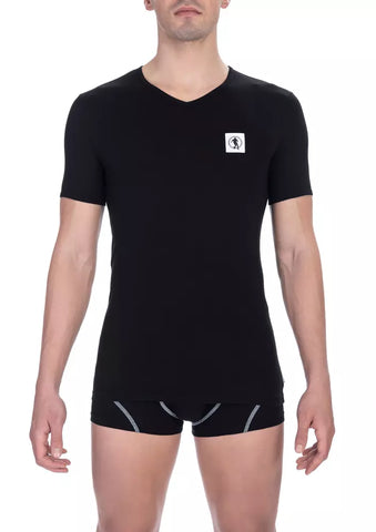 Bikkembergs Black Cotton Men's V-Neck T-Shirt - Retail Flare