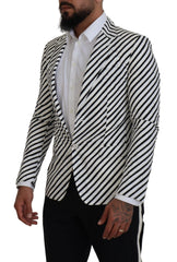 Dolce & Gabbana Elegant White Striped Single Breasted Blazer - Retail Flare