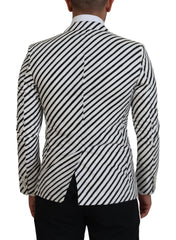 Dolce & Gabbana Elegant White Striped Single Breasted Blazer - Retail Flare