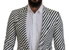 Dolce & Gabbana Elegant White Striped Single Breasted Blazer - Retail Flare