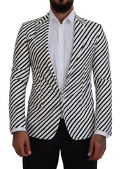 Dolce & Gabbana Elegant White Striped Single Breasted Blazer - Retail Flare