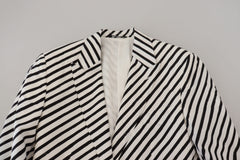 Dolce & Gabbana Elegant White Striped Single Breasted Blazer - Retail Flare