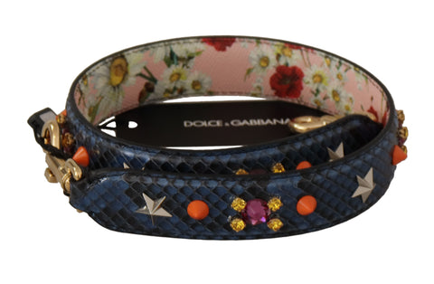 Dolce & Gabbana Elegant Blue Python Leather Bag Strap - Retail Flare