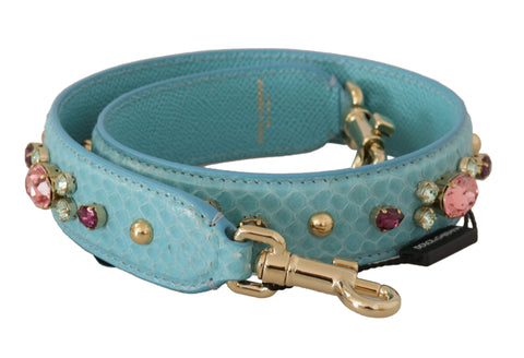 Dolce & Gabbana Elegant Blue Leather Bag Strap with Gold Accents - Retail Flare