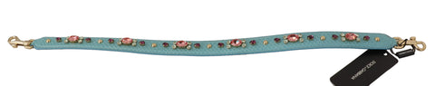 Dolce & Gabbana Elegant Blue Leather Bag Strap with Gold Accents - Retail Flare