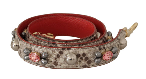 Dolce & Gabbana Opulent Python Leather Bag Strap in Beige - Retail Flare