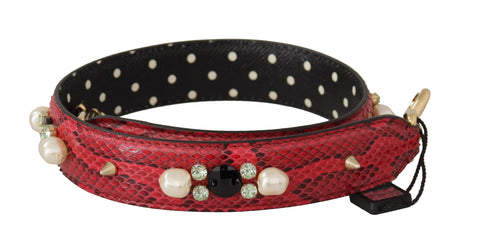 Dolce & Gabbana Elegant Red Python Leather Shoulder Strap - Retail Flare