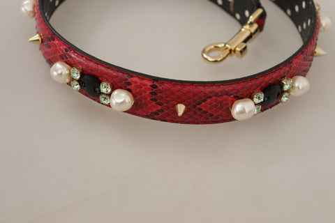 Dolce & Gabbana Elegant Red Python Leather Shoulder Strap - Retail Flare