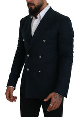 Dolce & Gabbana Elegant Cashmere-Silk Blend Blue Blazer - Retail Flare