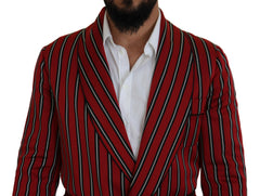 Dolce & Gabbana Elegant Red Striped Long Robe Luxury Wear - Retail Flare