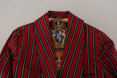 Dolce & Gabbana Elegant Red Striped Long Robe Luxury Wear - Retail Flare