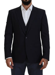 Dolce & Gabbana Elegant Navy Wool Blend Martini Blazer - Retail Flare