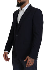 Dolce & Gabbana Elegant Navy Wool Blend Martini Blazer - Retail Flare