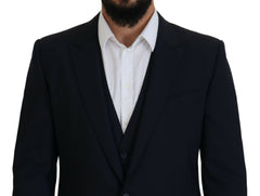 Dolce & Gabbana Elegant Navy Wool Blend Martini Blazer - Retail Flare
