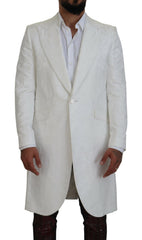 Dolce & Gabbana Elegant White Floral Brocade Trench Coat - Retail Flare