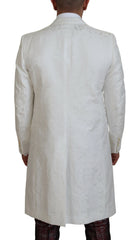 Dolce & Gabbana Elegant White Floral Brocade Trench Coat - Retail Flare