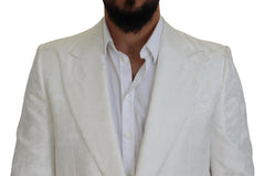 Dolce & Gabbana Elegant White Floral Brocade Trench Coat - Retail Flare