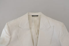 Dolce & Gabbana Elegant White Floral Brocade Trench Coat - Retail Flare