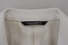 Dolce & Gabbana Elegant White Floral Brocade Trench Coat - Retail Flare