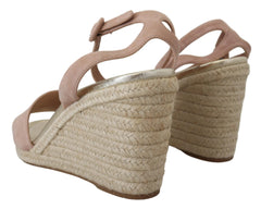 Prada Elegant Suede Ankle Strap Wedge Sandals - Retail Flare