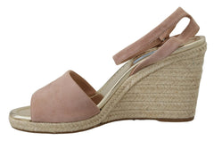 Prada Elegant Suede Ankle Strap Wedge Sandals - Retail Flare
