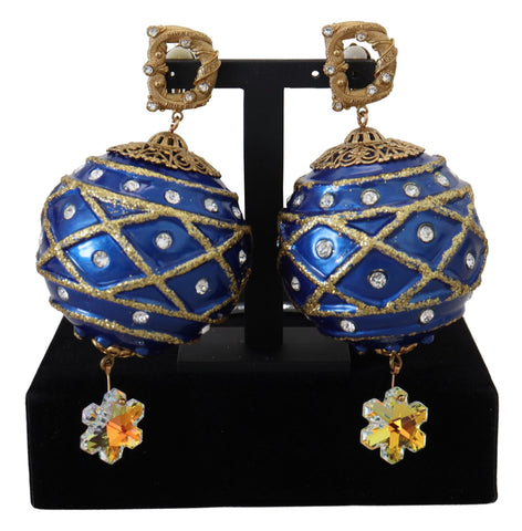 Dolce & Gabbana Elegant Dangling Crystal Christmas Ball Earrings - Retail Flare