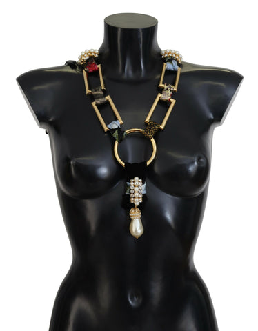 Dolce & Gabbana Elegant Gold Brass Pearl Statement Necklace - Retail Flare