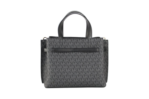 Michael Kors Emilia Small Black Signature PVC Satchel Crossbody Handbag Purse - Retail Flare