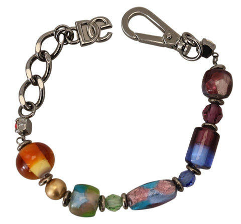 Dolce & Gabbana Multicolor Beaded Silver Chain Bracelet - Retail Flare